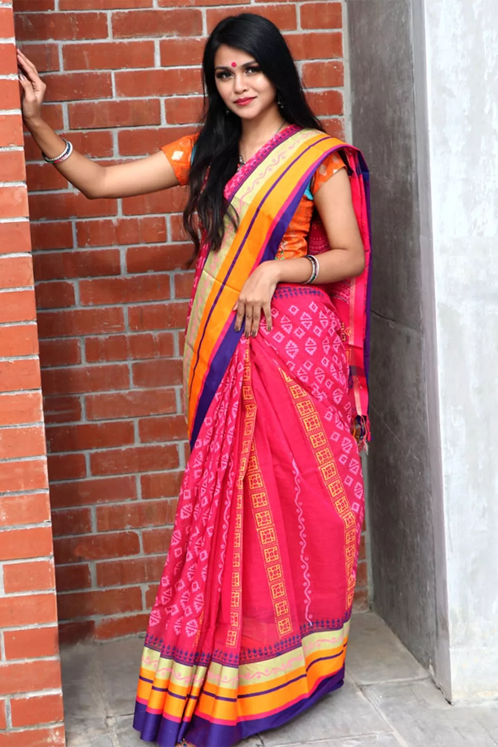 SCREEN PRINTED HALF SILK SAREE 1
