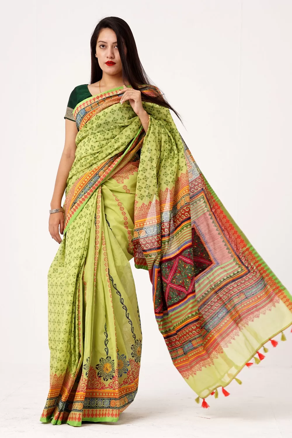 Screen EMBROIDERED HALF SILK SAREE