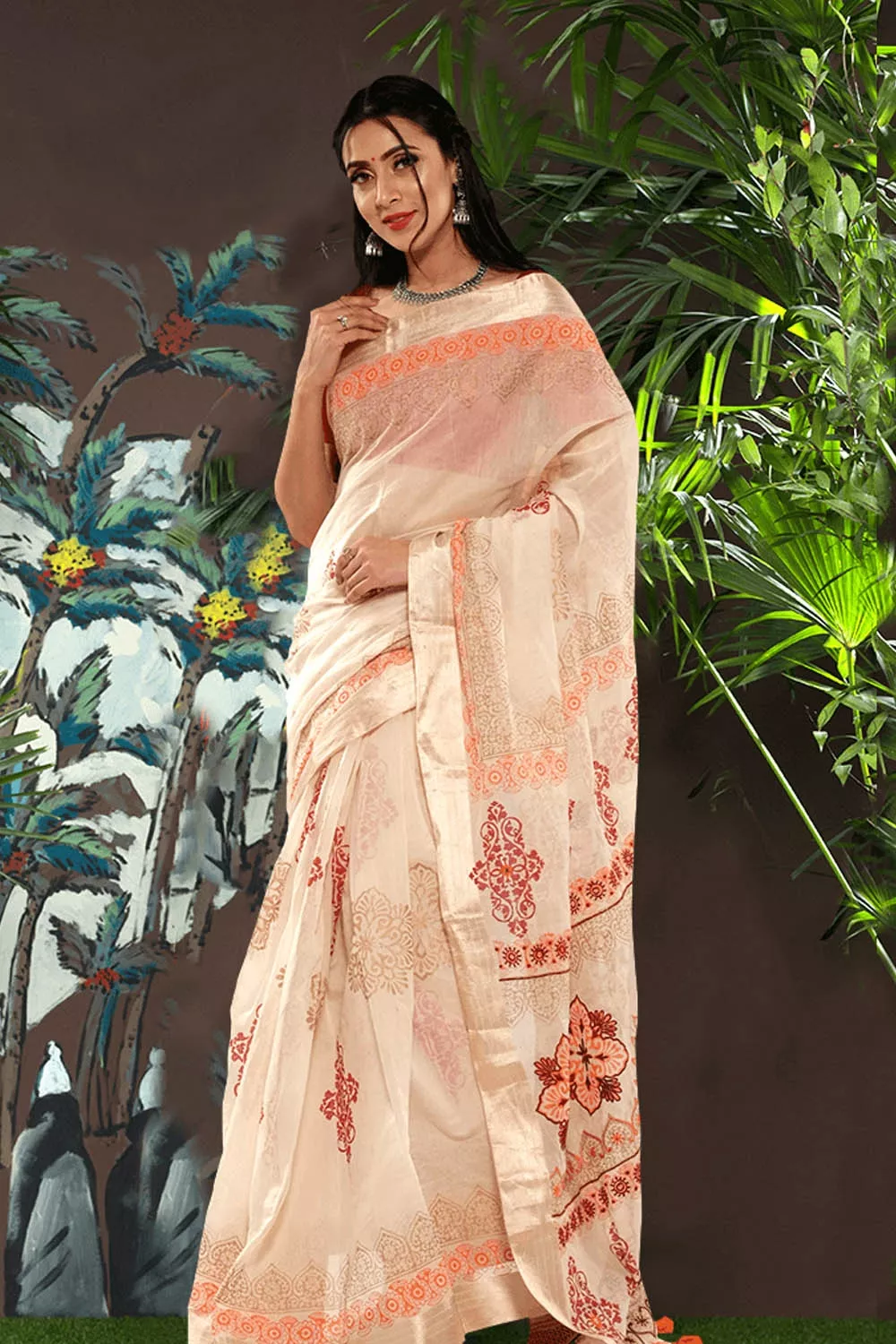 EMBRODROID HALF SILK SAREE