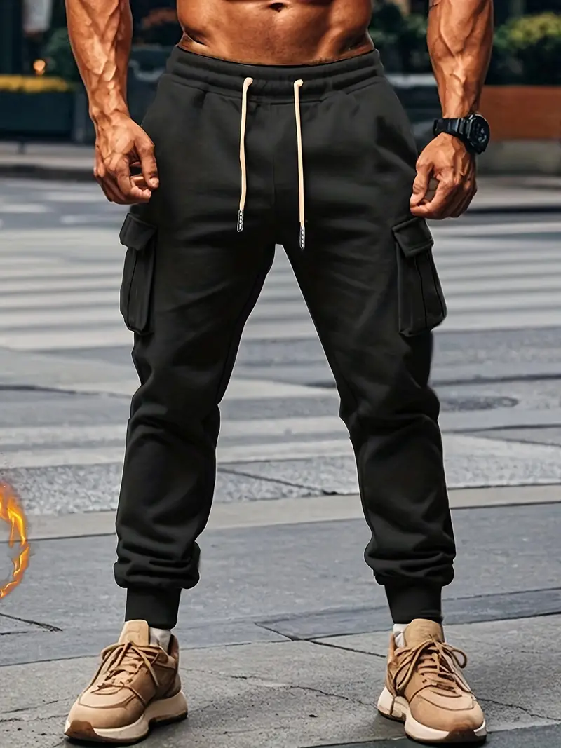Men's Fleece Lining Jogger Cargo Pants