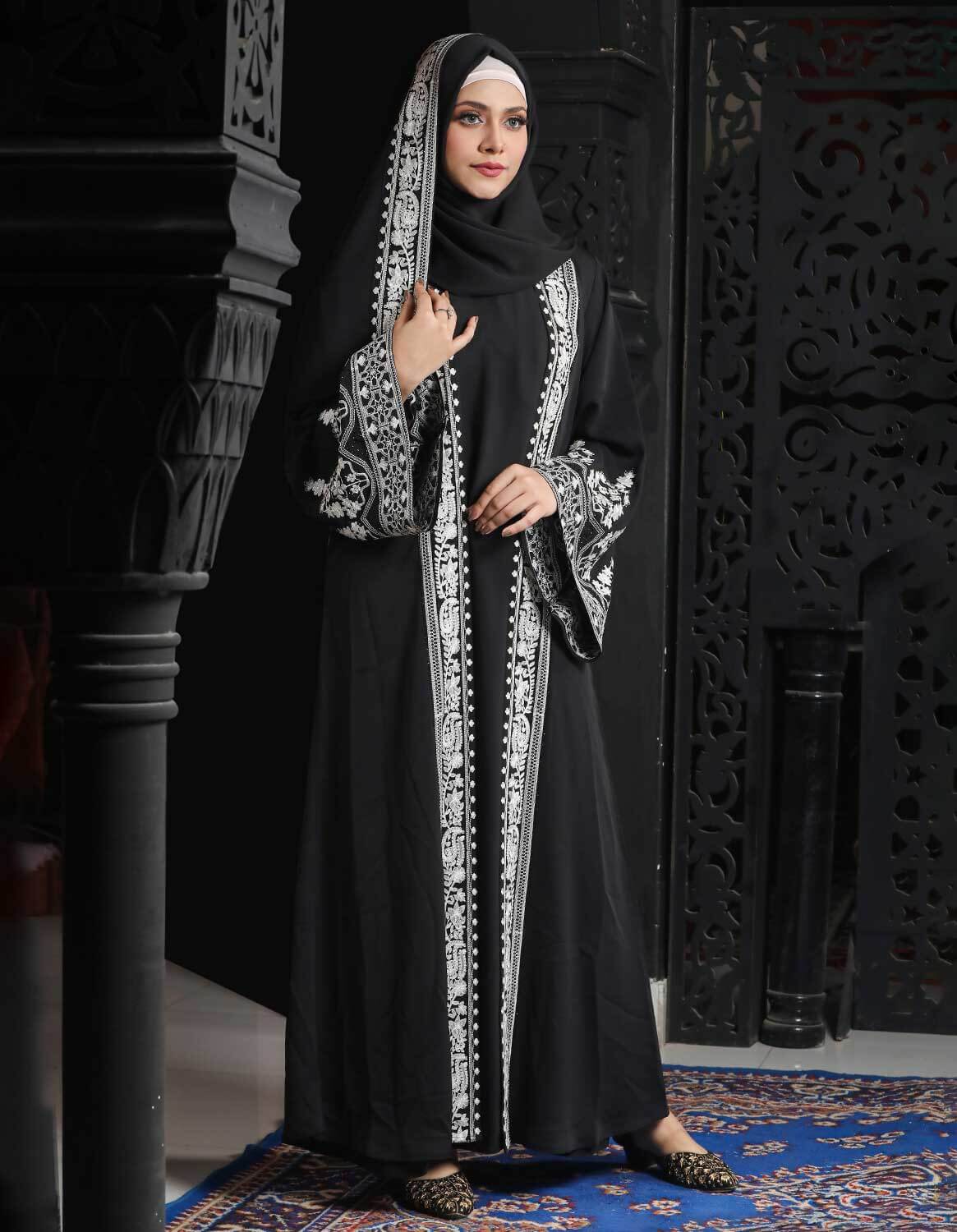 Printed Borka Design with Lace Work bse