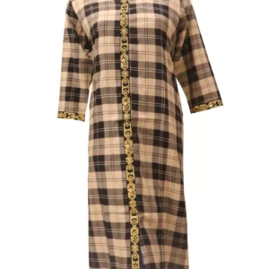 Multicolor Check Embroidered Cotton Kurti